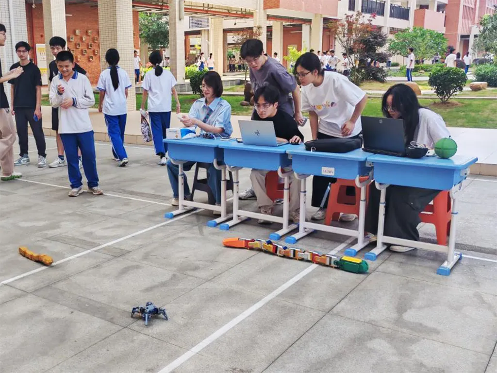 Holy Yang's students playing and testing motion games outside the classroom